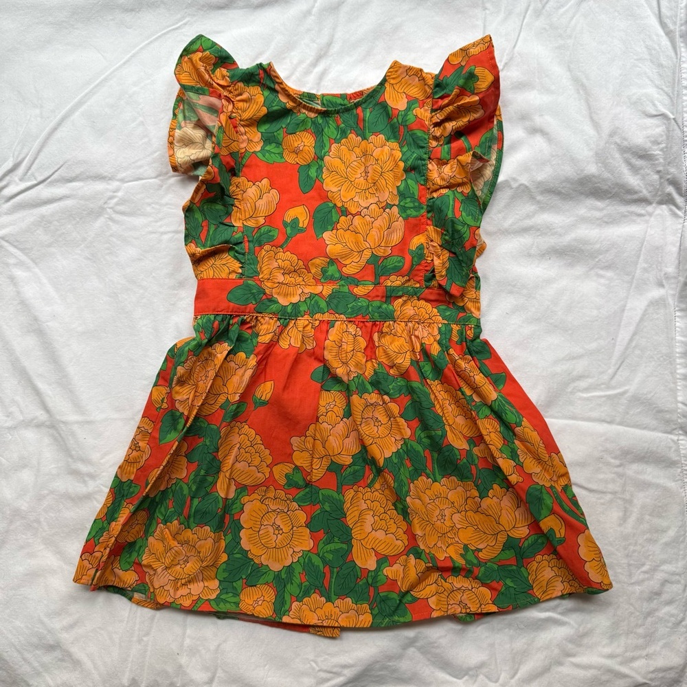 Mini Rodini Orange and Green Ruffled Sundress 2-3 yr